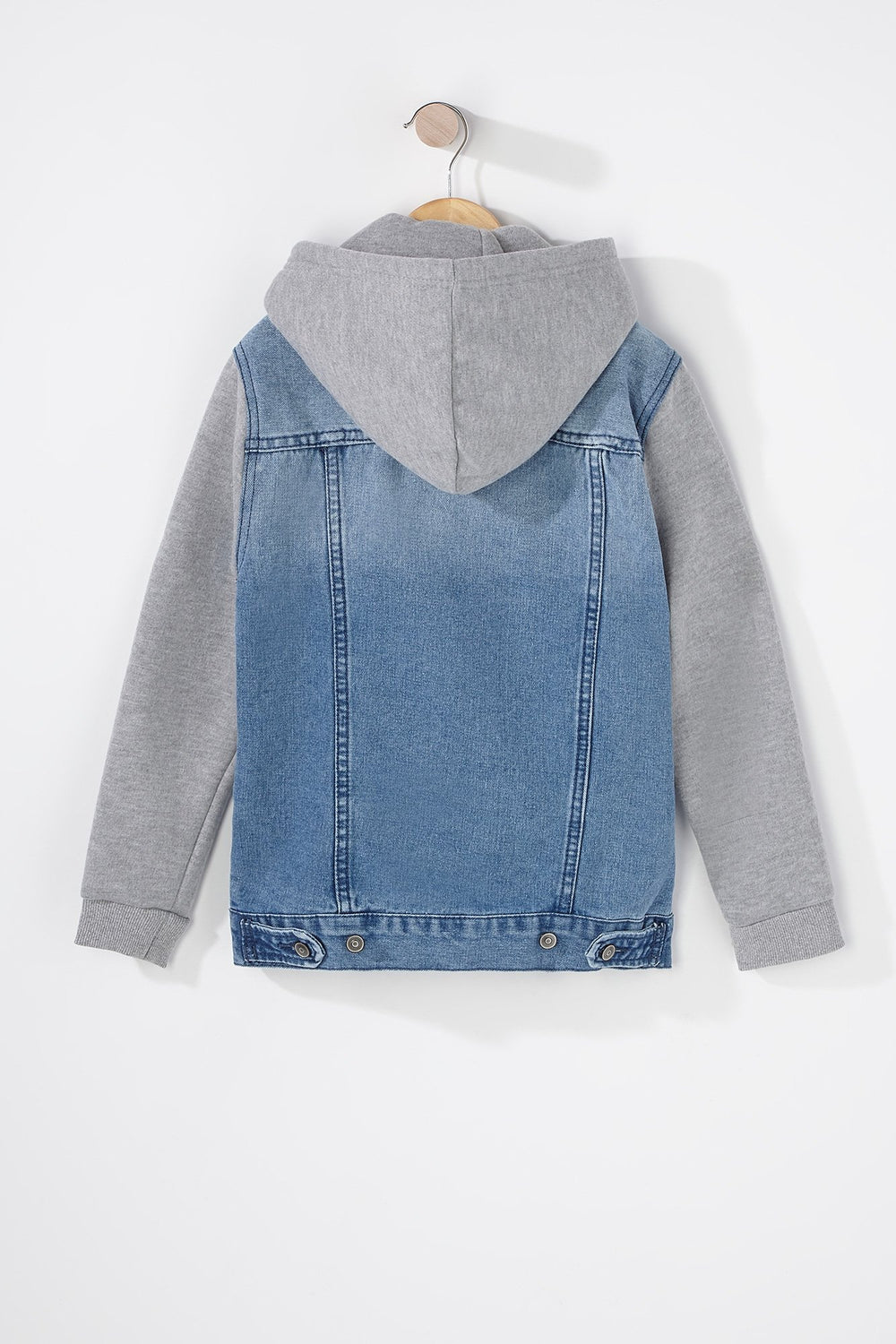 Kids Blouson en denim à capuchon en tricot et tissu bouclette pour garçon Bleu denim