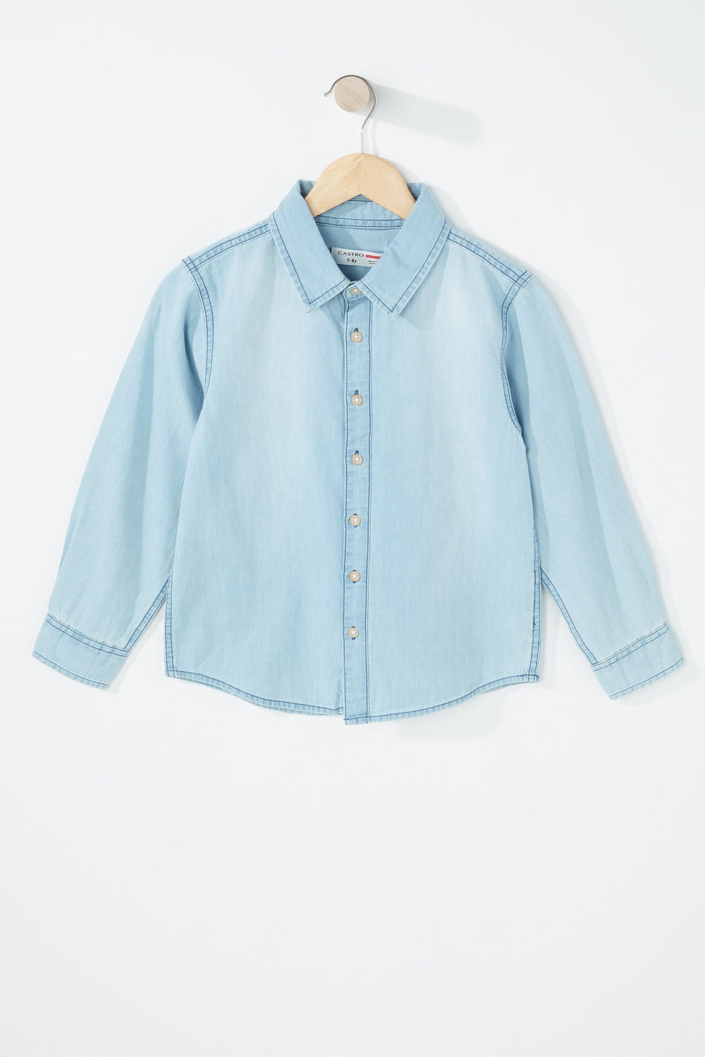 Kids Chemise boutonnée en denim à manches longues pour garçon Bleu denim