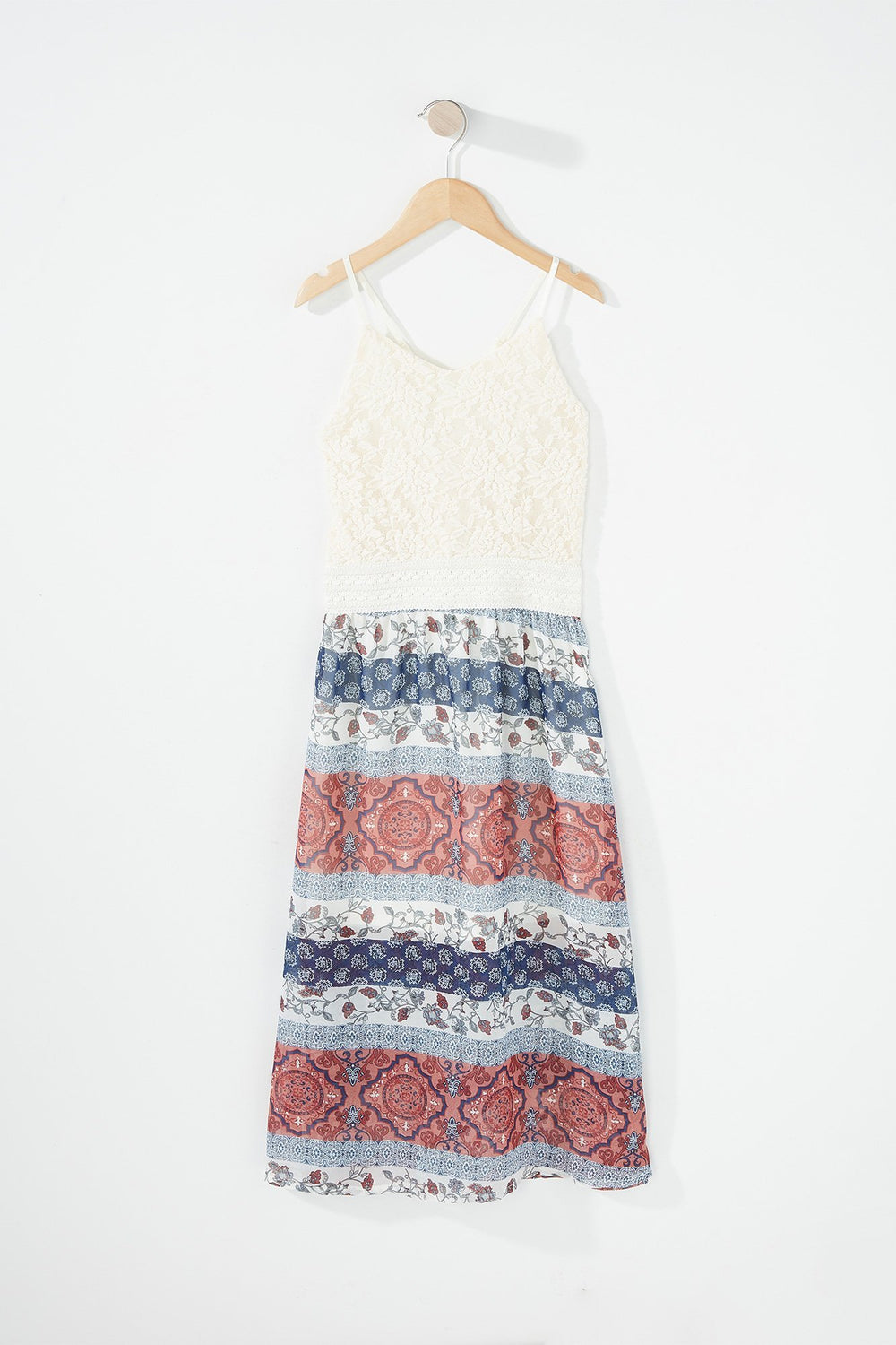 Kids Robe maxi crochetée fleurie pour fille Bleu denim
