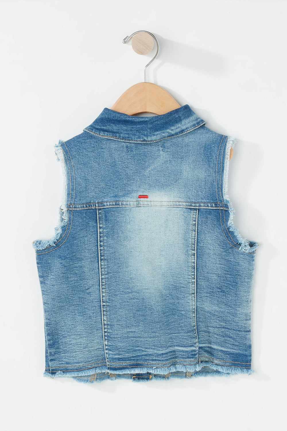 Kids Veste en denim avec franges aux manches pour fille Bleu denim