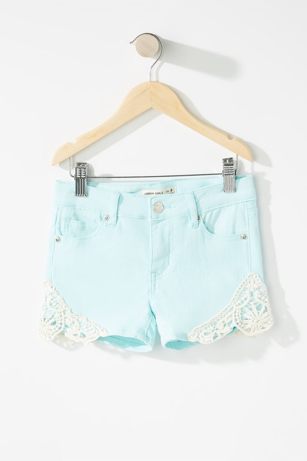 Kids Short en denim crocheté coloré pour fille Bleu fluo