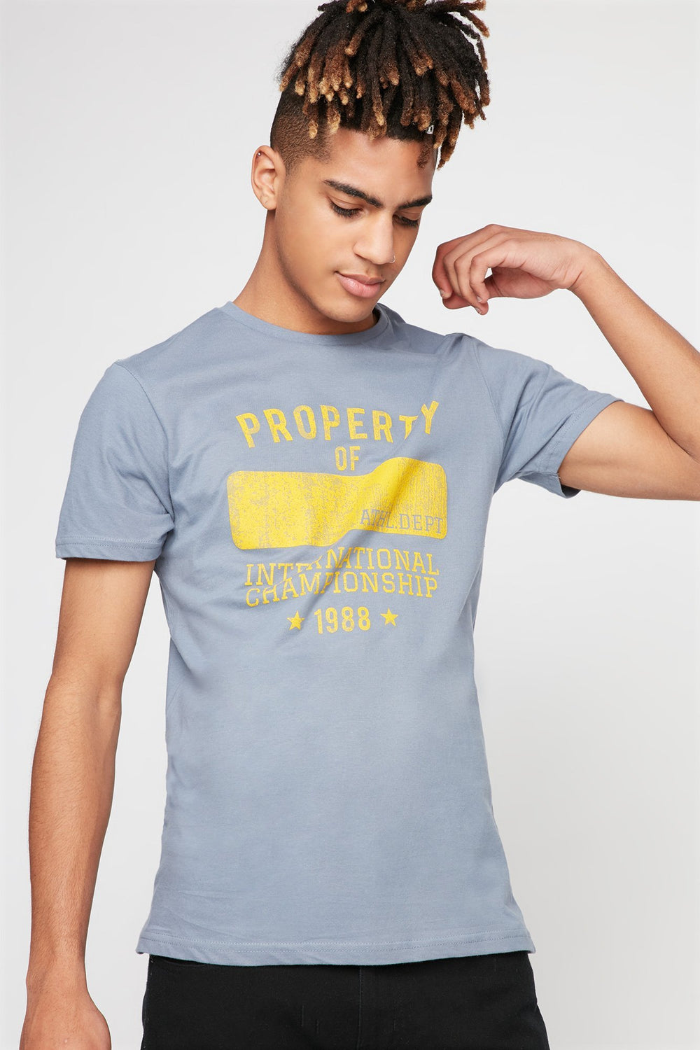 Men T-shirt à imprimé Property Of Alth Dept Bleu gris
