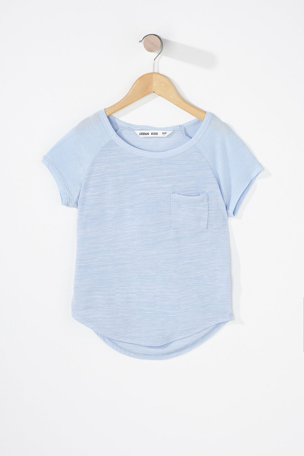 Kids T-shirt léger à blocs de couleurs et ourlet arrondi pour fille Bleu gris