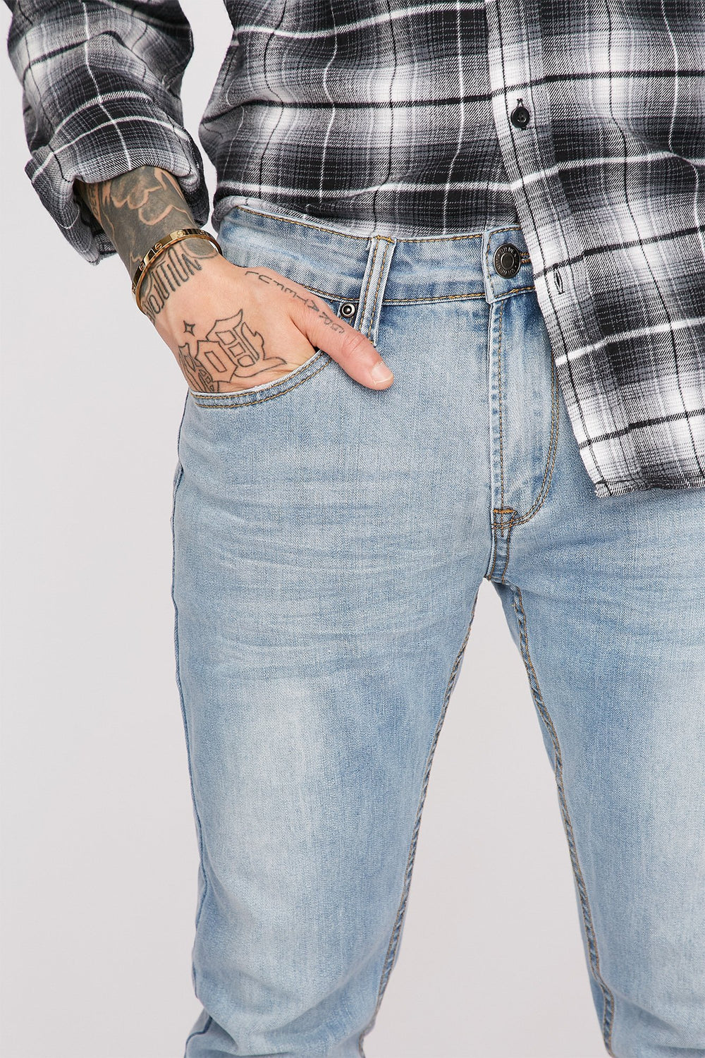 Men Le jean le plus étroit délavé pâle Bleu layette