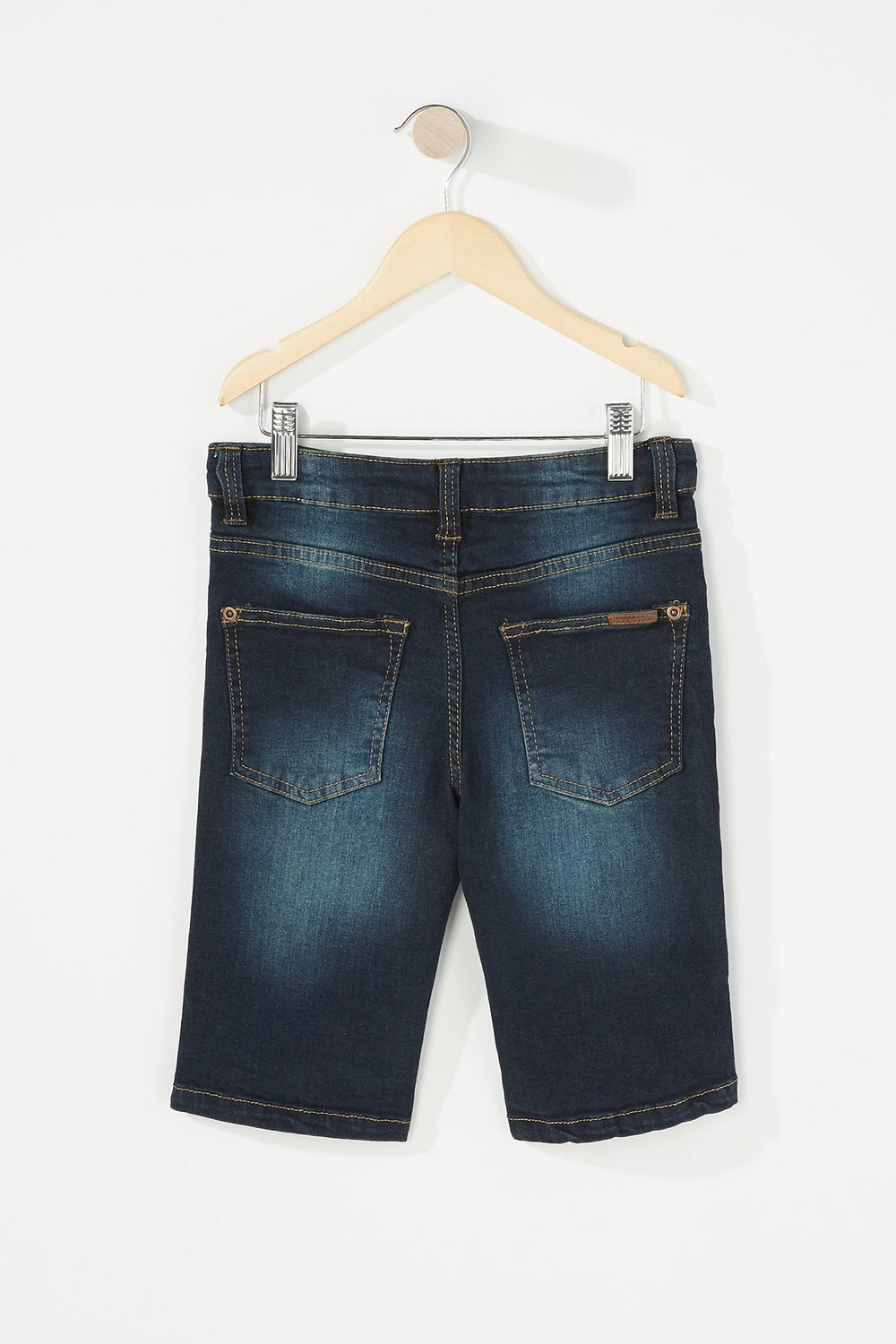 Kids Bermuda en denim mince délavé foncé pour garçon Bleu Marine