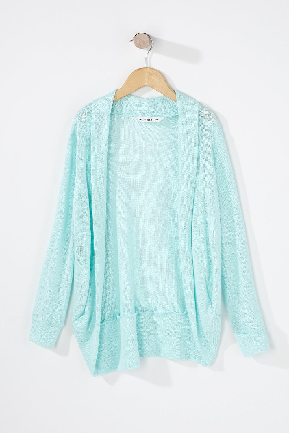 Kids Cardigan ouvert de base en tricot pour fille Bleu mer