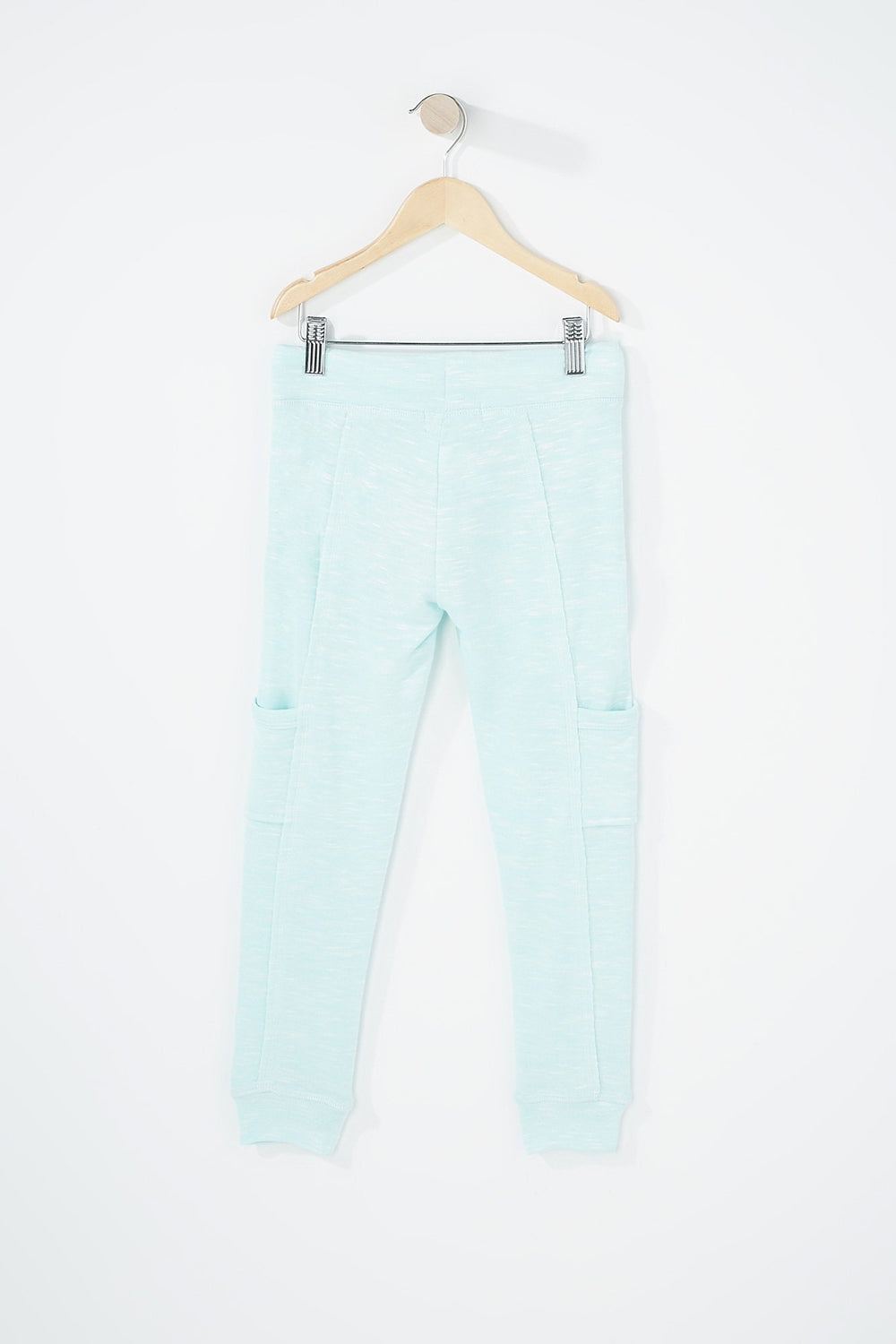 Kids Pantalon de jogging en molleton teint par espacements avec poches et taille coulissante pour fille Bleu mer