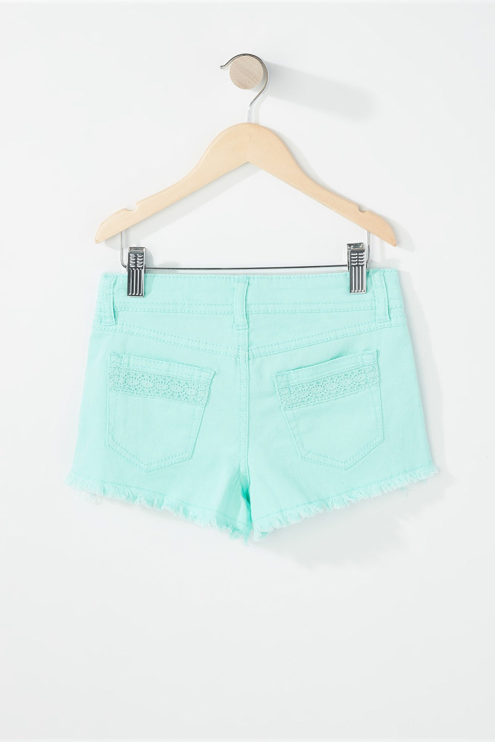 Kids Short en denim coloré avec franges pour fille Bleu mer