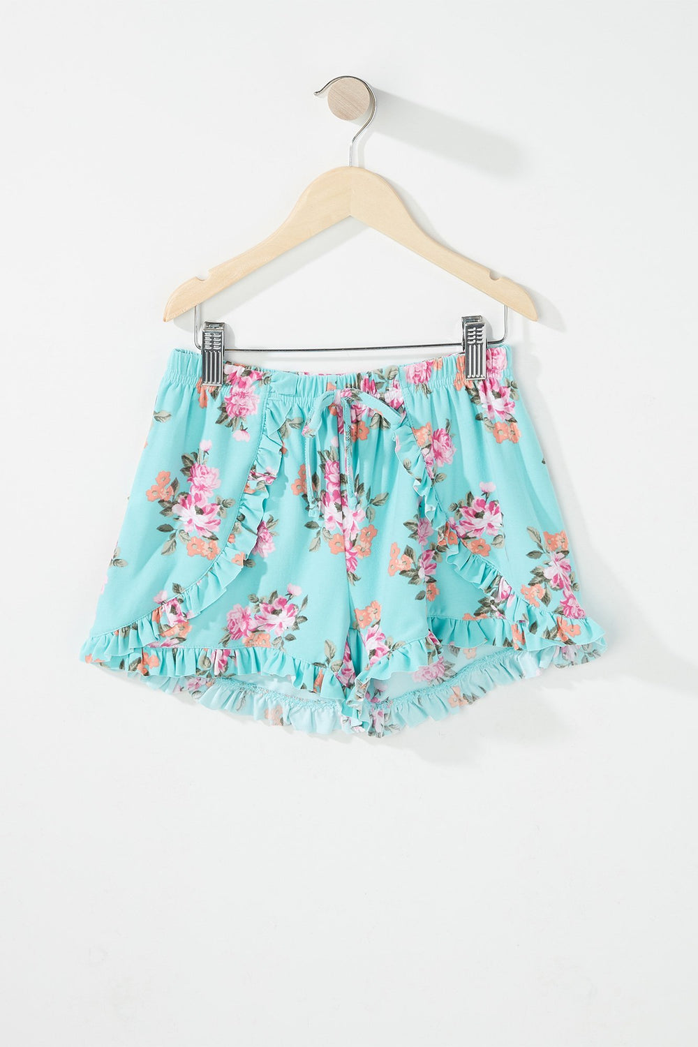 Kids Short tulipe volanté fleuri à taille coulissante pour fille Bleu mer