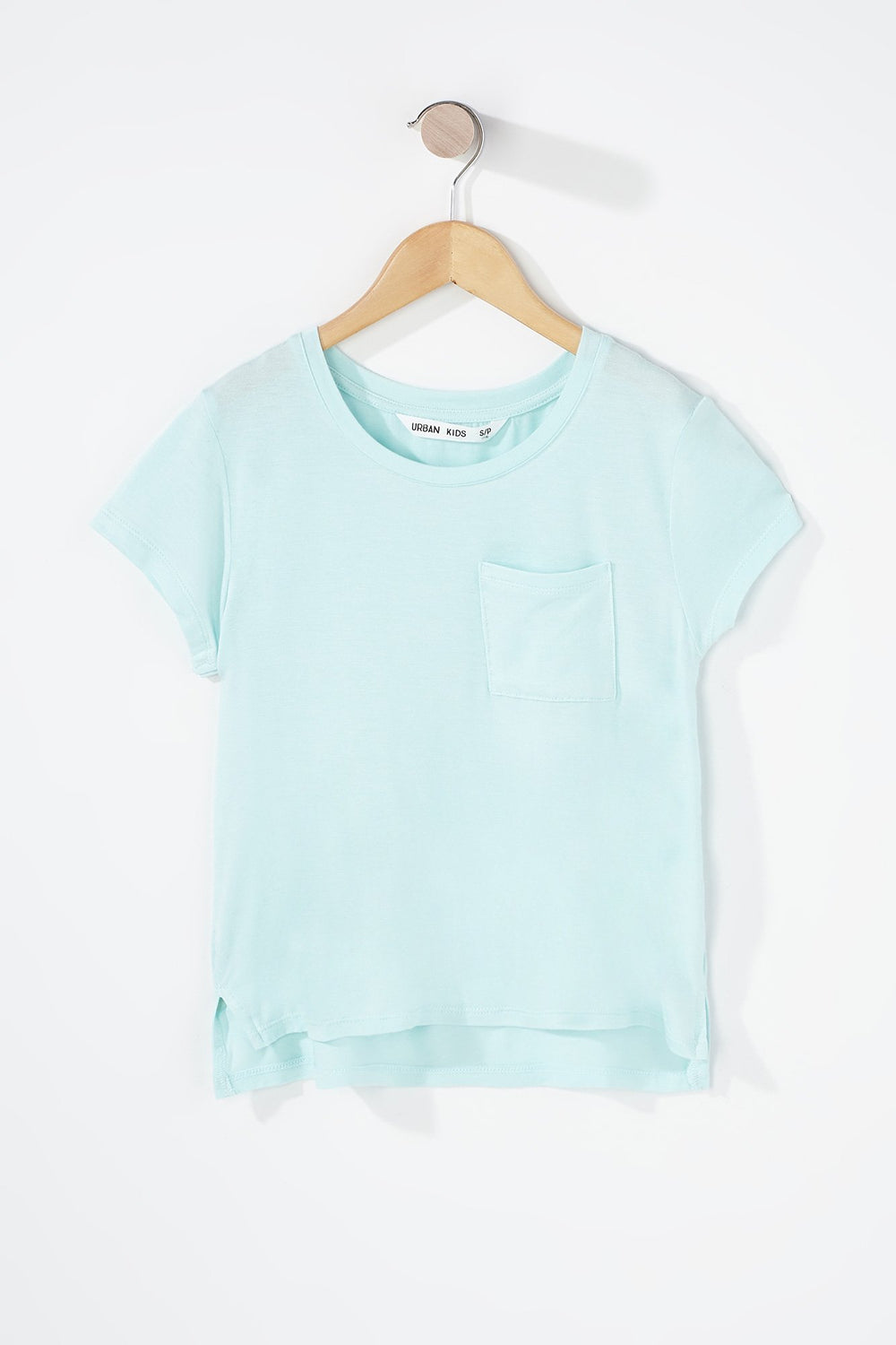 Kids T-shirt léger à encolure arrondie pour fille Bleu mer