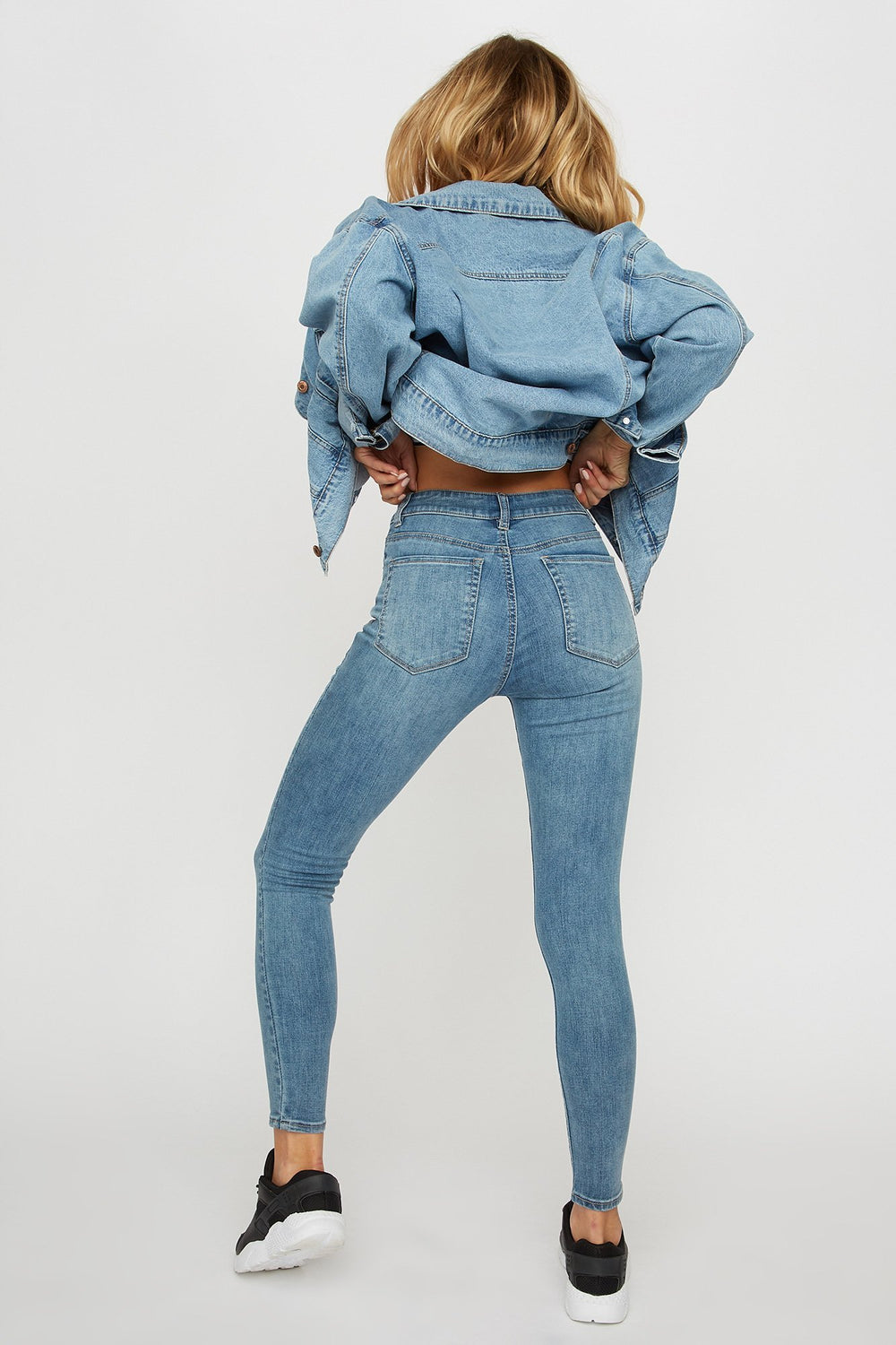 Women Jean super étroit Miami à taille haute délavé moyen Bleu moyen