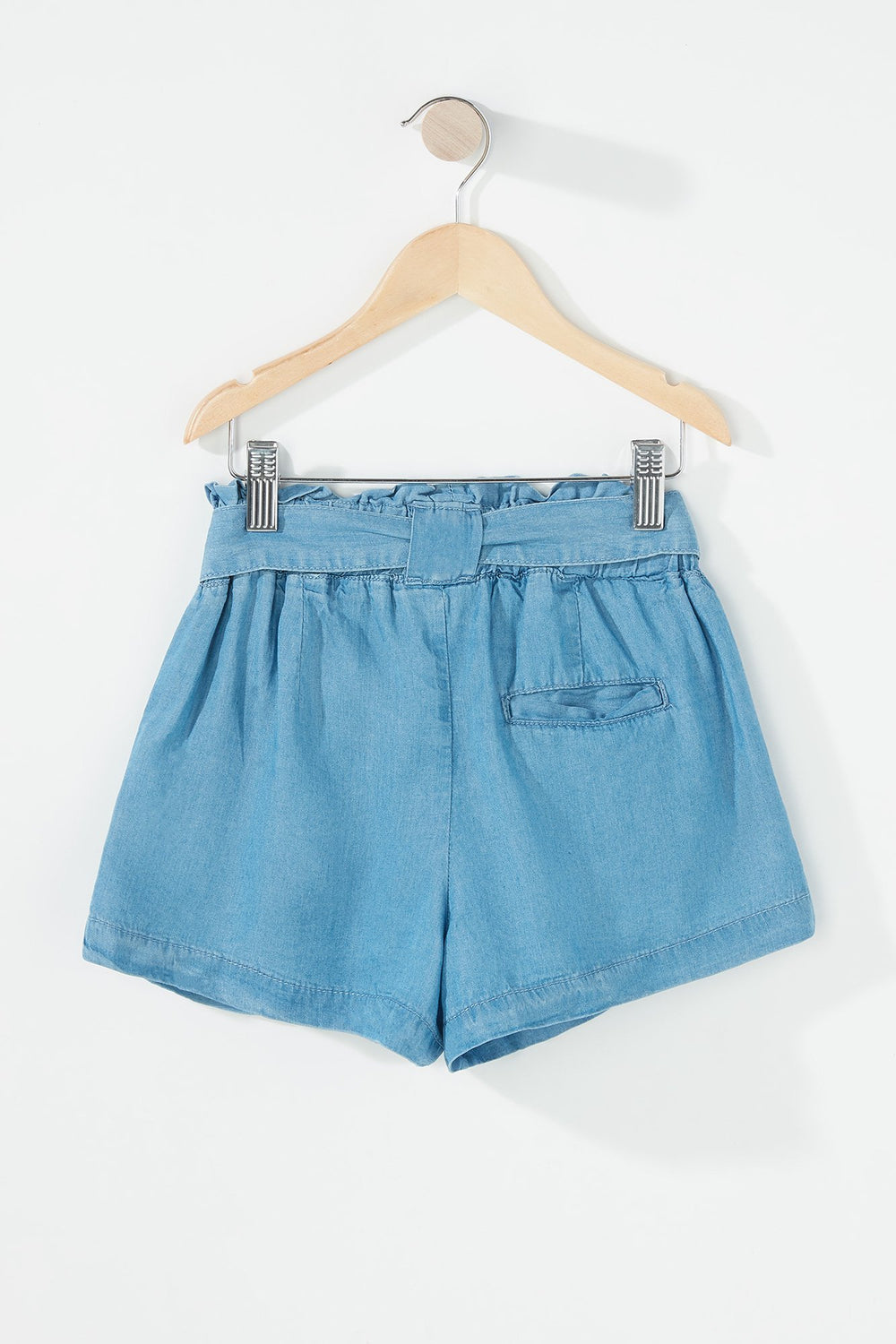 Kids Short en chambray à taille roulée pour fille Bleu moyen