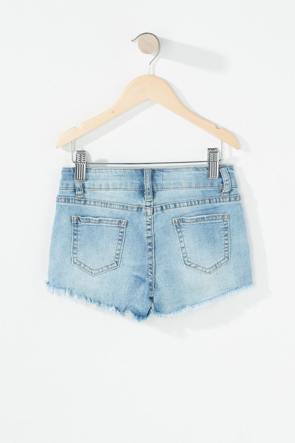 Kids Short en denim à taille haute avec perles et franges pour fille Bleu moyen