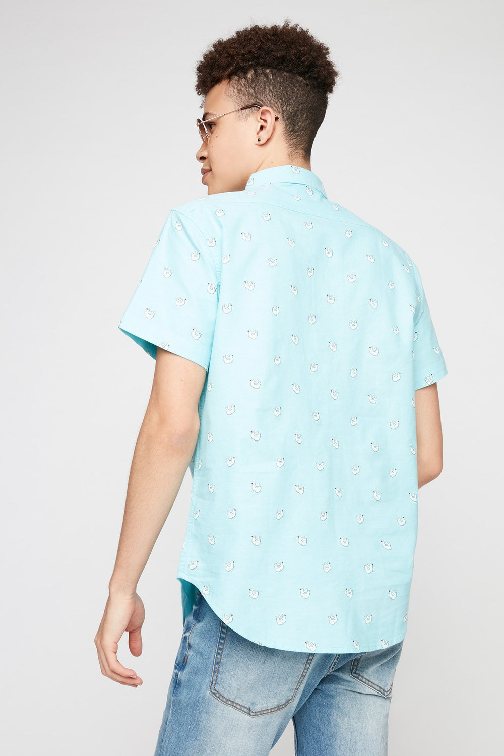Men Chemise boutonnée imprimée Bleu pâle