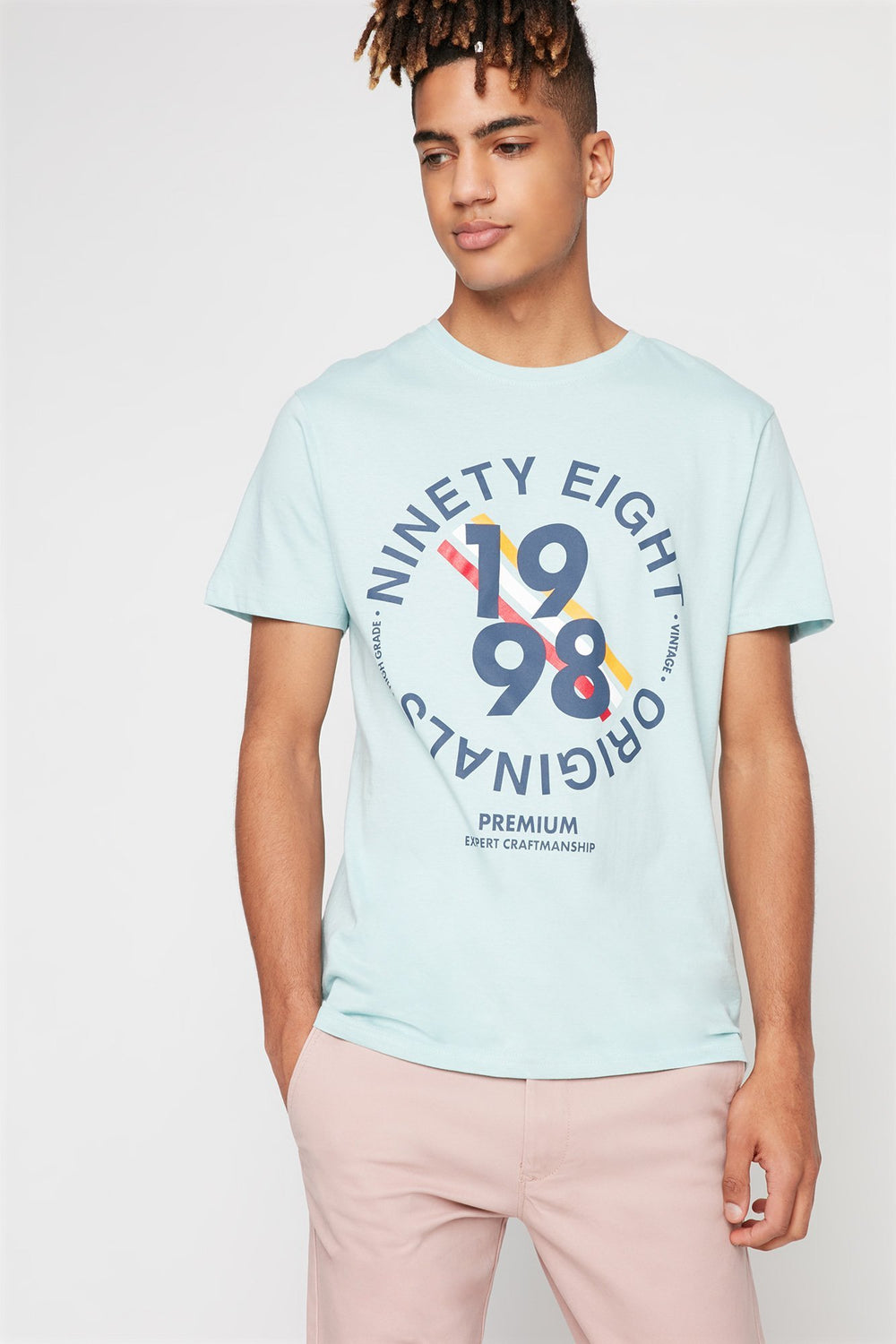 Men T-shirt à imprimé Ninety-Eight Originals Bleu pâle