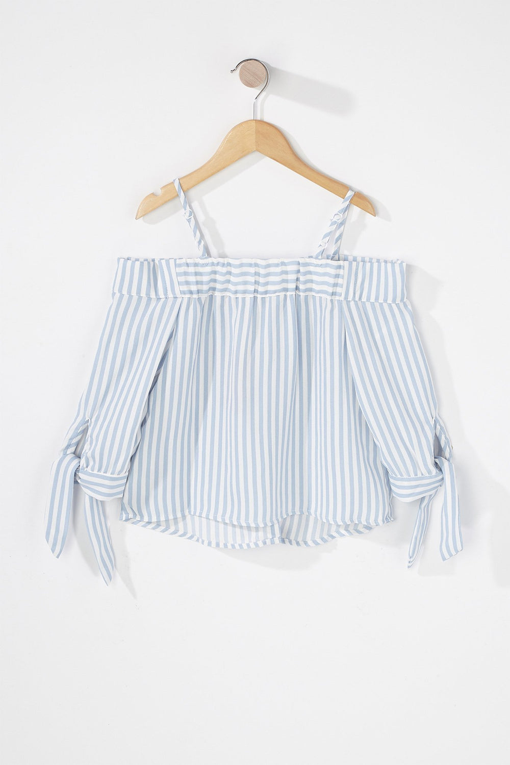 Kids Blouse boutonnée à épaules dénudées avec attache pour fille Bleu pâle