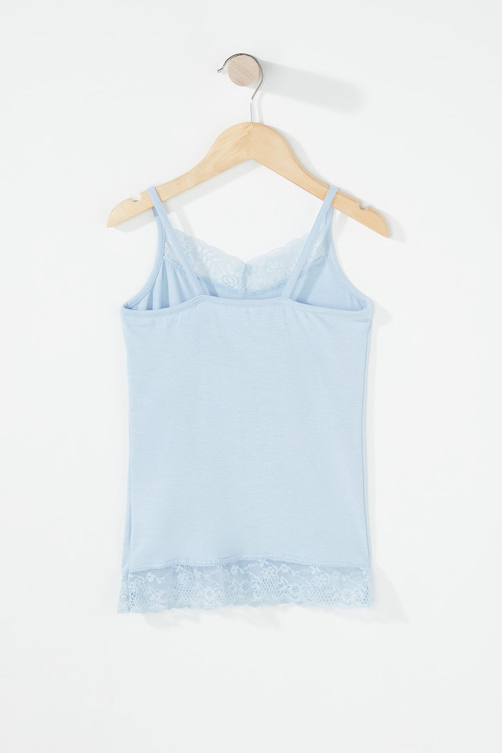 Kids Camisole côtelée ornée de dentelle pour fille Bleu pâle