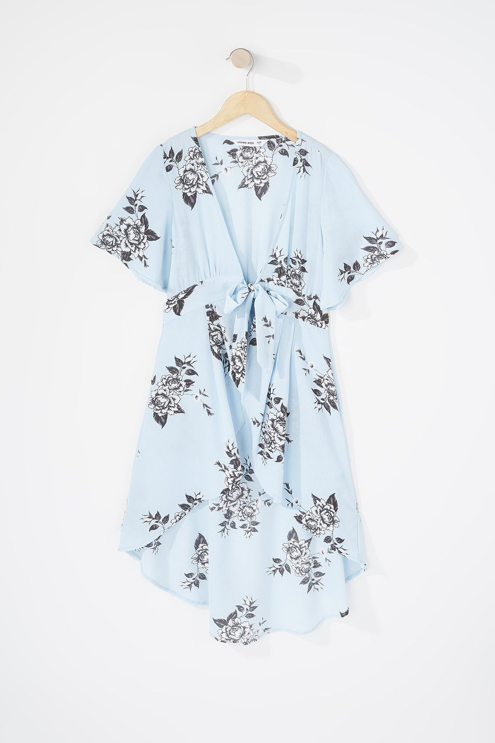 Kids Cardigan asymétrique imprimé avec attache pour fille Bleu pâle