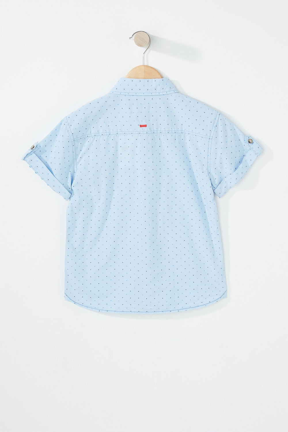Kids Chemise boutonnée à pois avec manches courtes et poche pour garçon Bleu pâle