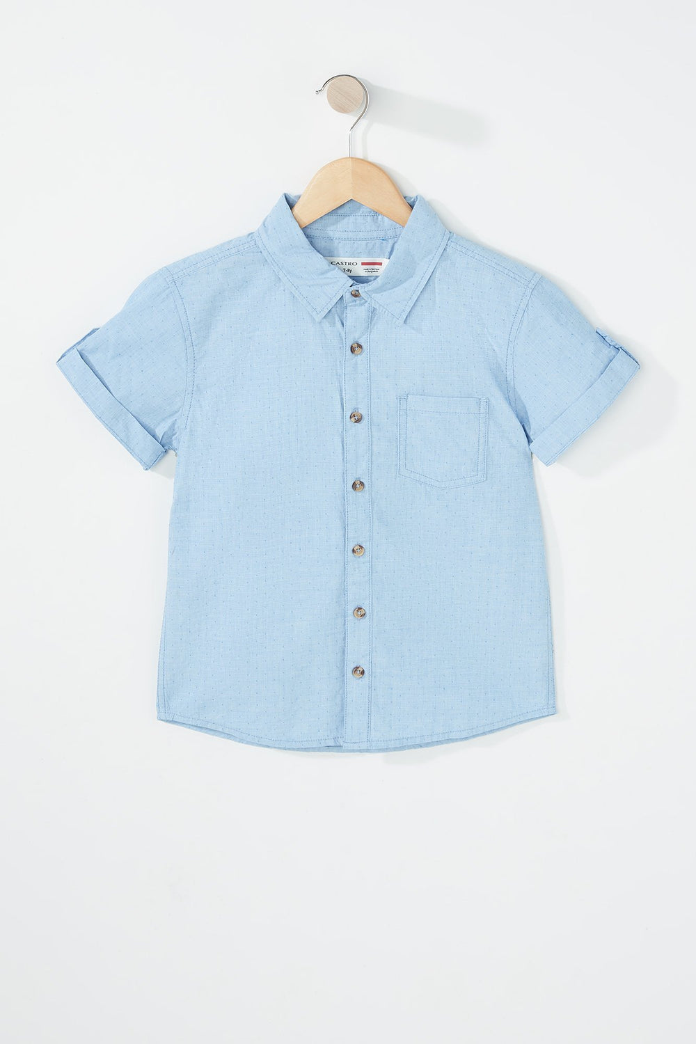 Kids Chemise boutonnée en chambray à manches courtes pour garçon Bleu pâle