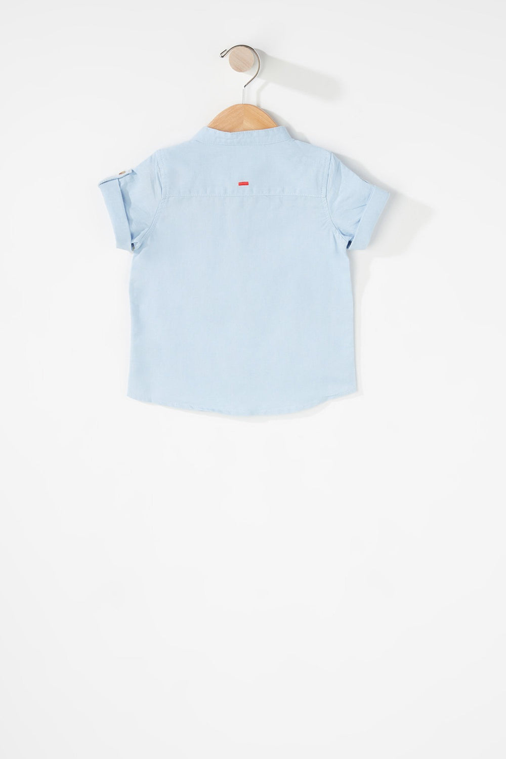 Kids Chemise boutonnée en lin à manches roulées pour bébé garçon Bleu pâle