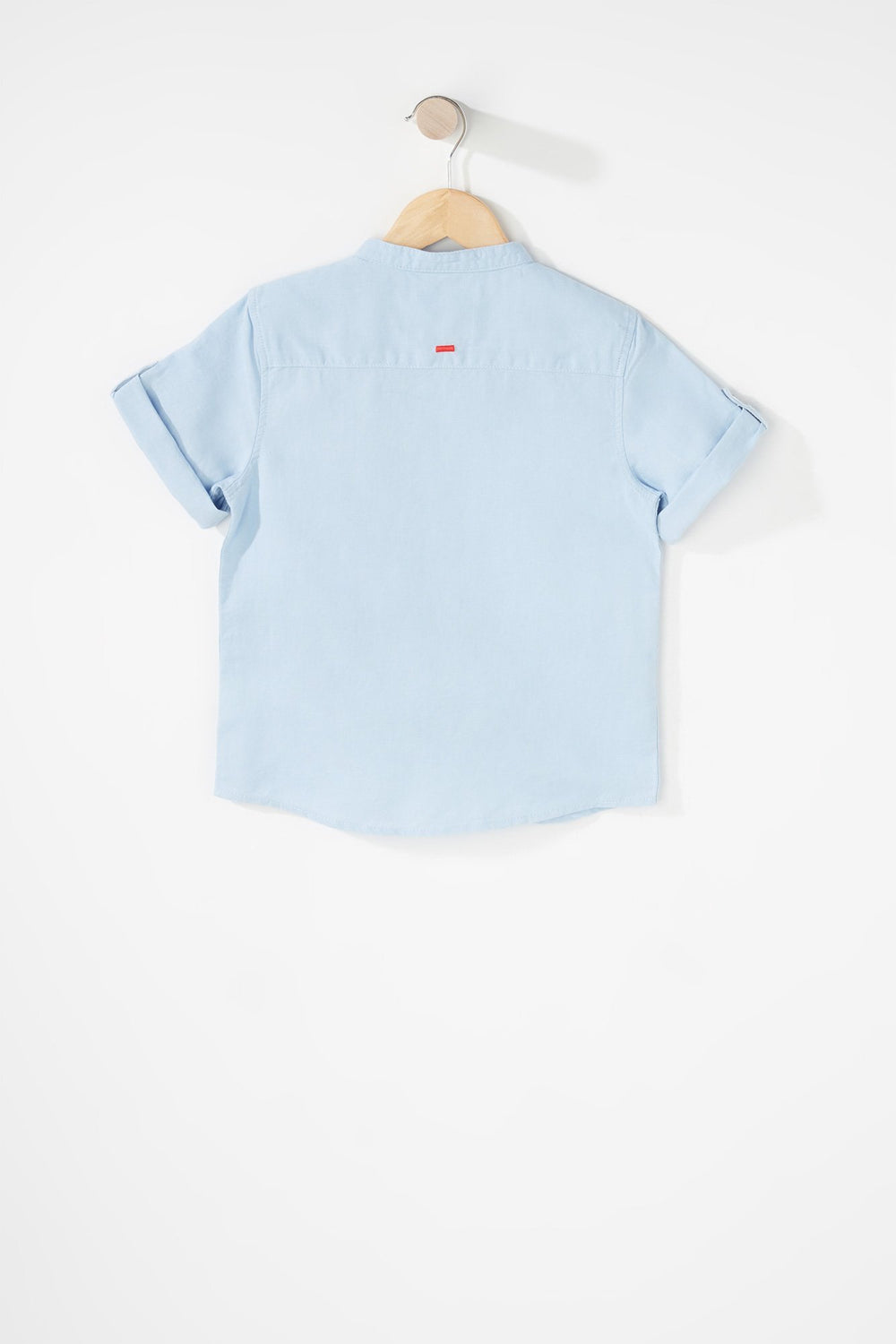 Kids Chemise boutonnée en lin à manches roulées pour garçon Bleu pâle