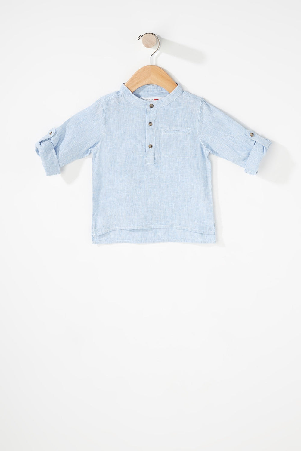 Kids Chemise henley boutonnée en lin pour bébé garçon Bleu pâle