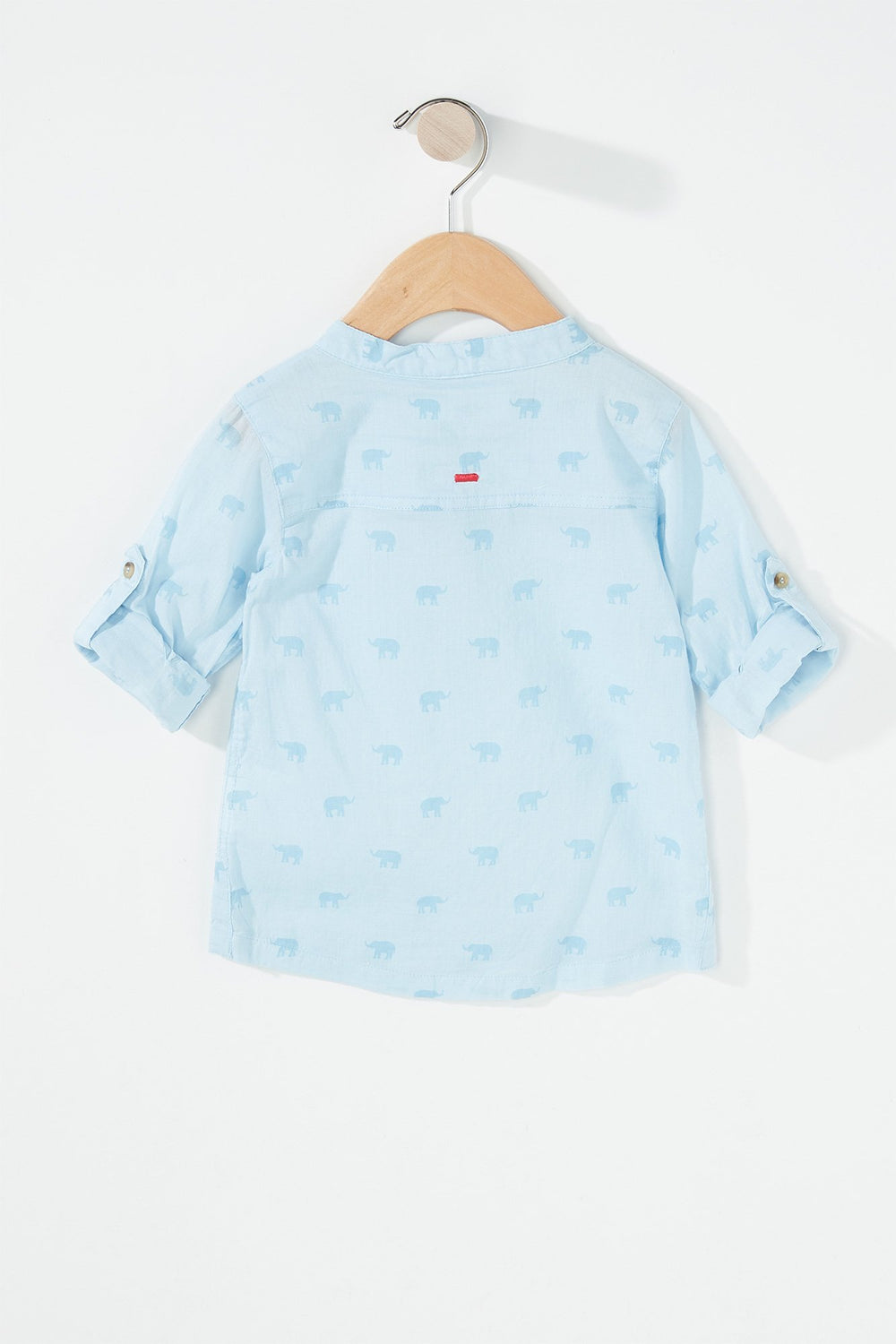Kids Chemise henley boutonnée imprimée à revers roulés pour bébé garçon Bleu pâle