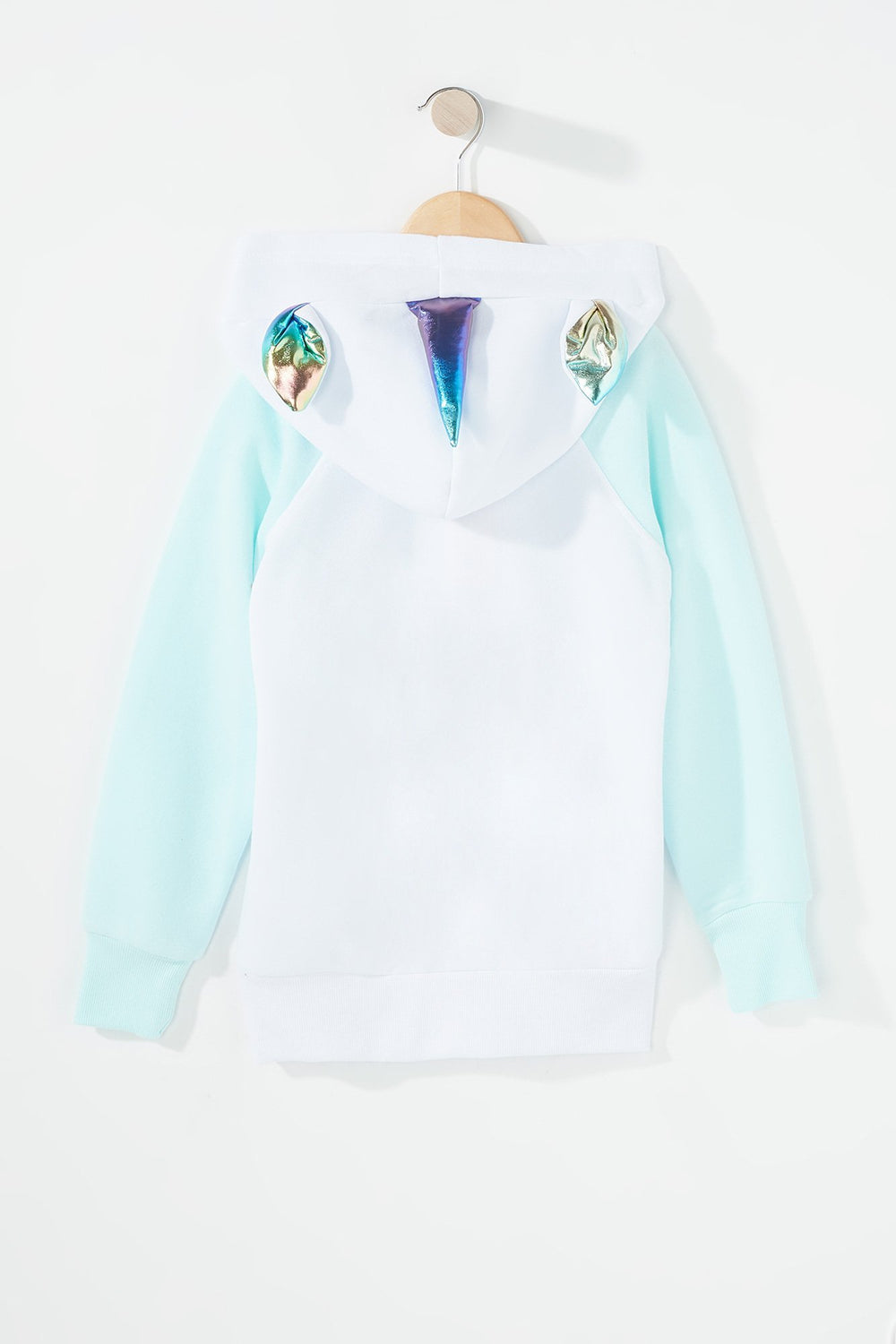 Kids Haut à capuchon à enfiler avec blocs de couleurs Licorne pour fille Bleu pâle