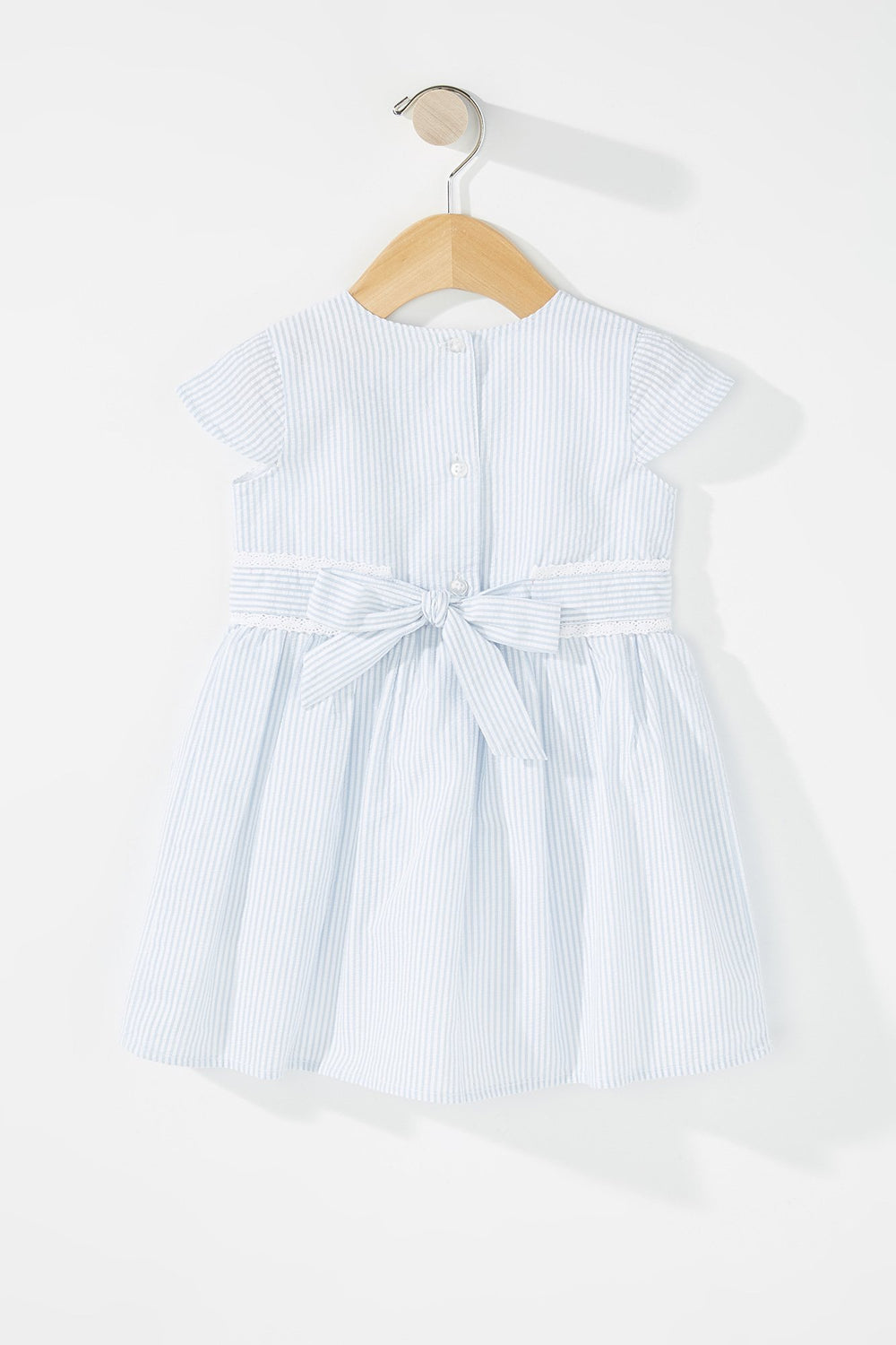 Kids Robe rayée avec poche et attache pour bébé fille Bleu pâle