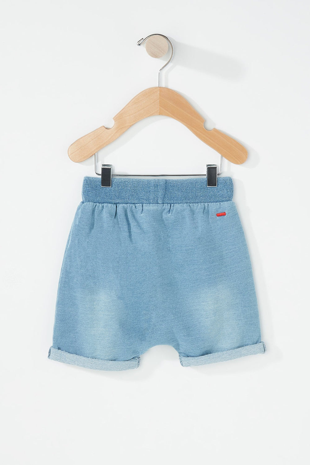 Kids Short de jogging en denim à revers roulés pour bébé garçon Bleu pâle