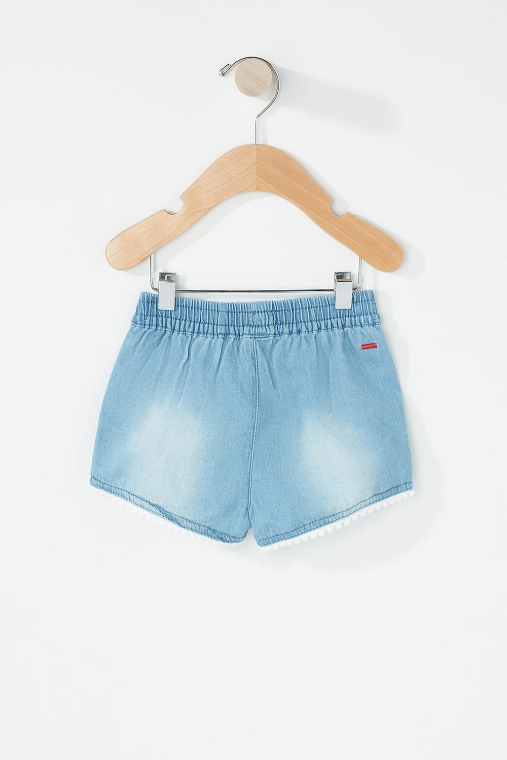 Kids Short en denim avec ourlet crocheté et taille coulissante pour bébé fille Bleu pâle