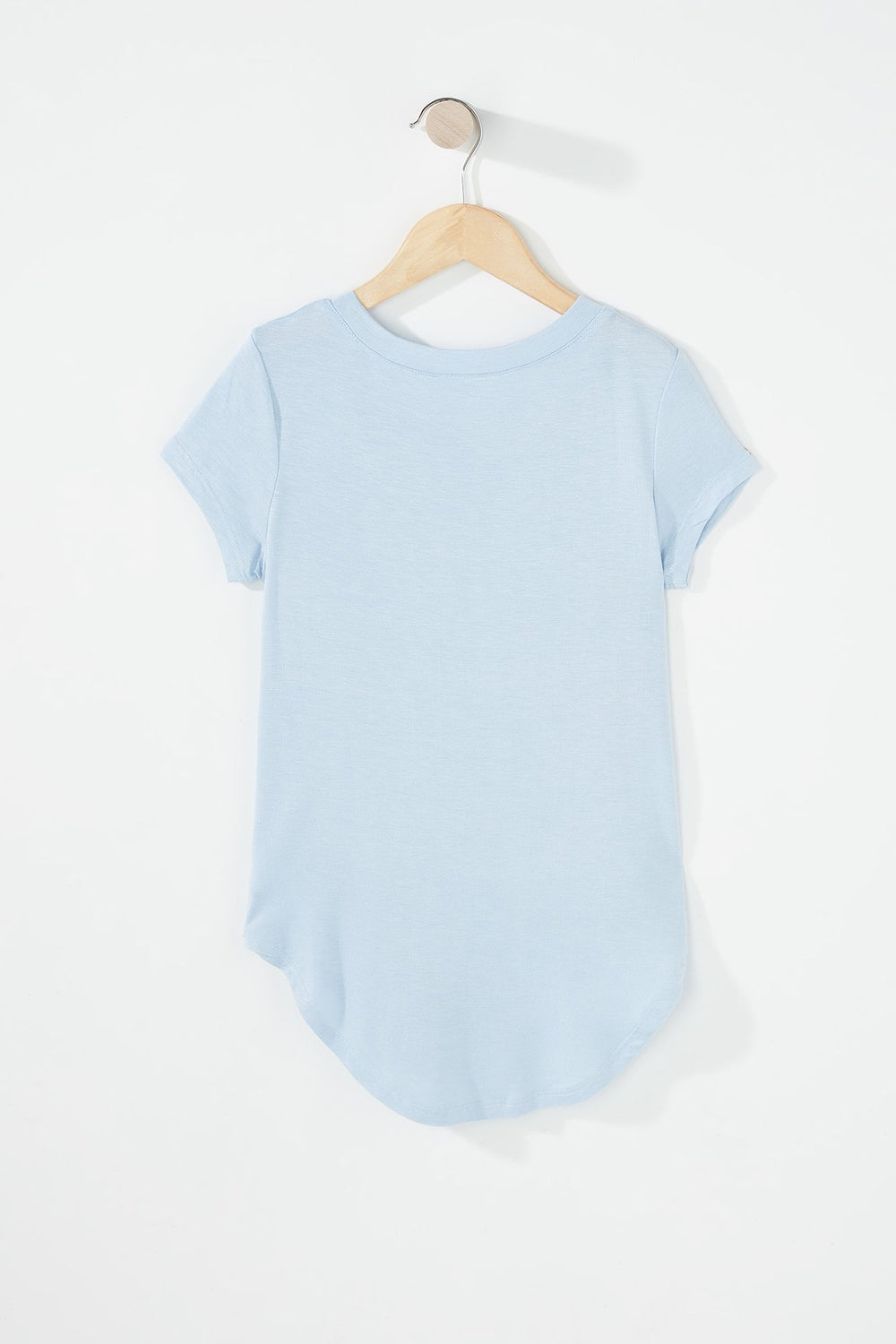 Kids T-shirt léger à ourlet arrondi pour fille Bleu pâle