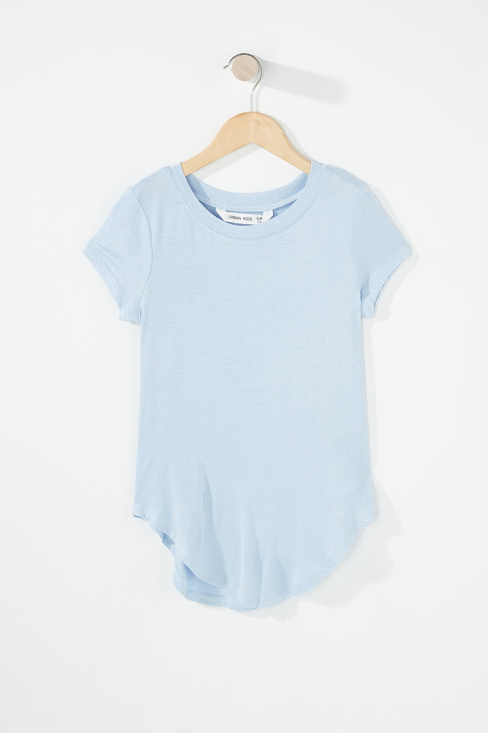 Kids T-shirt léger à ourlet arrondi pour fille Bleu pâle