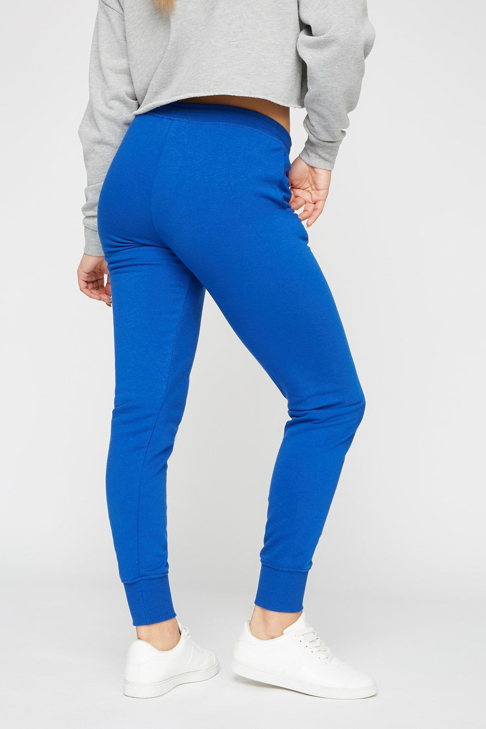 Women Pantalon de jogging étroit en molleton à taille coulissante Bleu roi