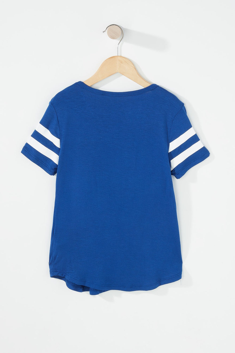 Kids T-shirt léger rayé de style universitaire pouur fille Bleu roi