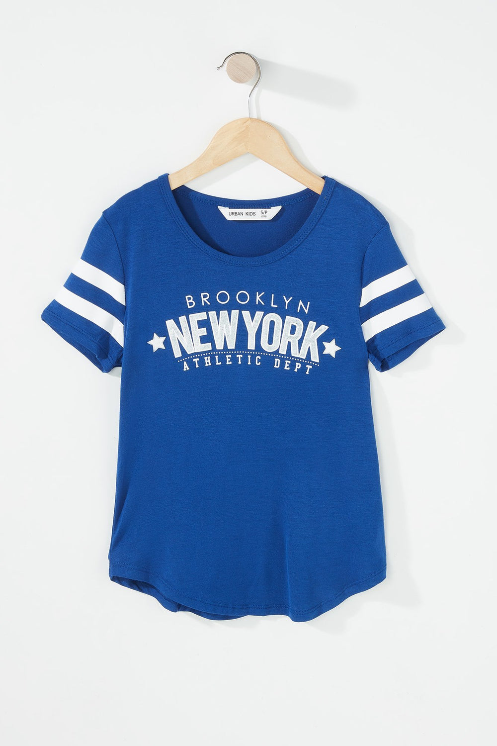 Kids T-shirt léger rayé de style universitaire pouur fille Bleu roi