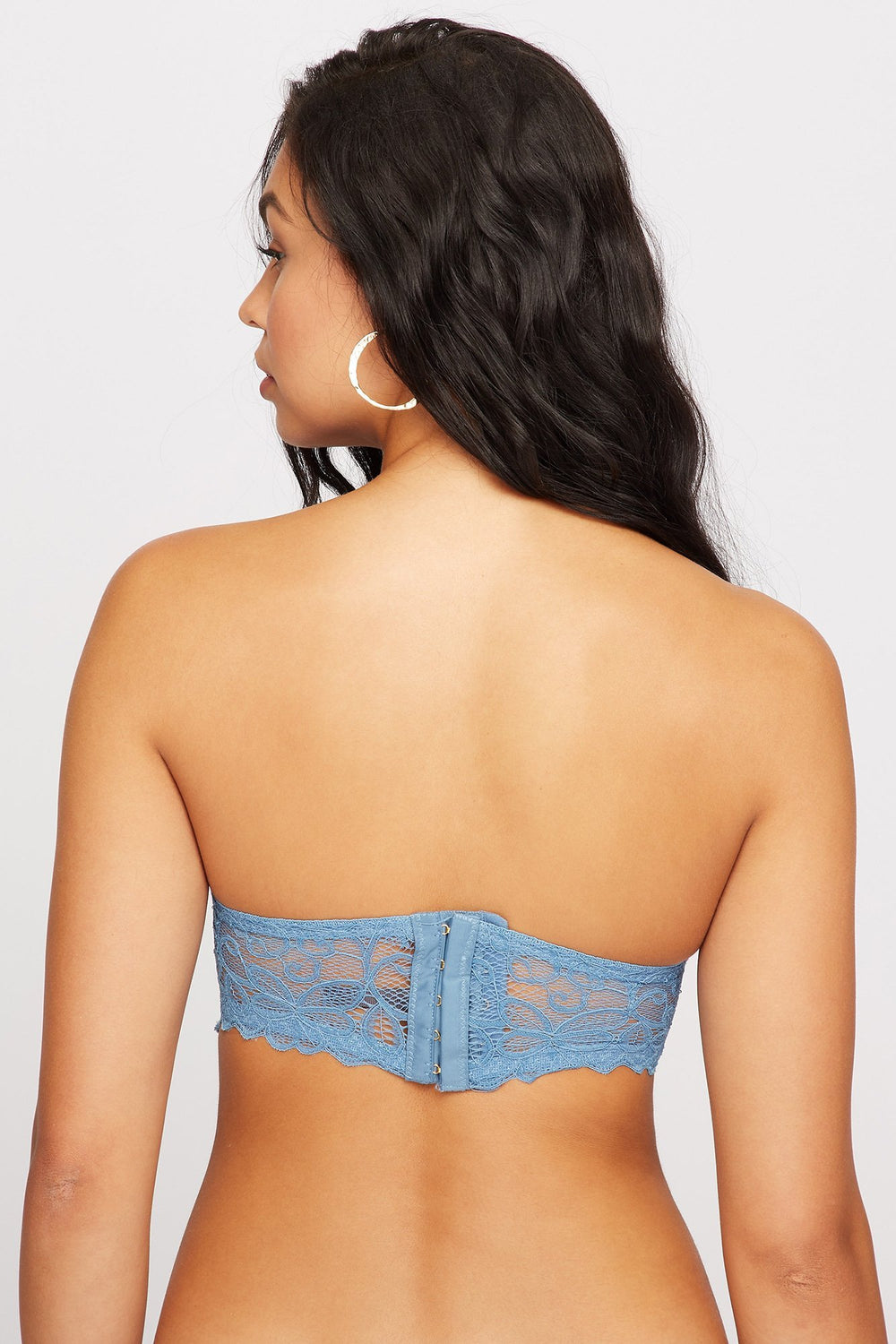 Women Soutien-gorge pigeonnant fleuri crocheté sans bretelles Bleu