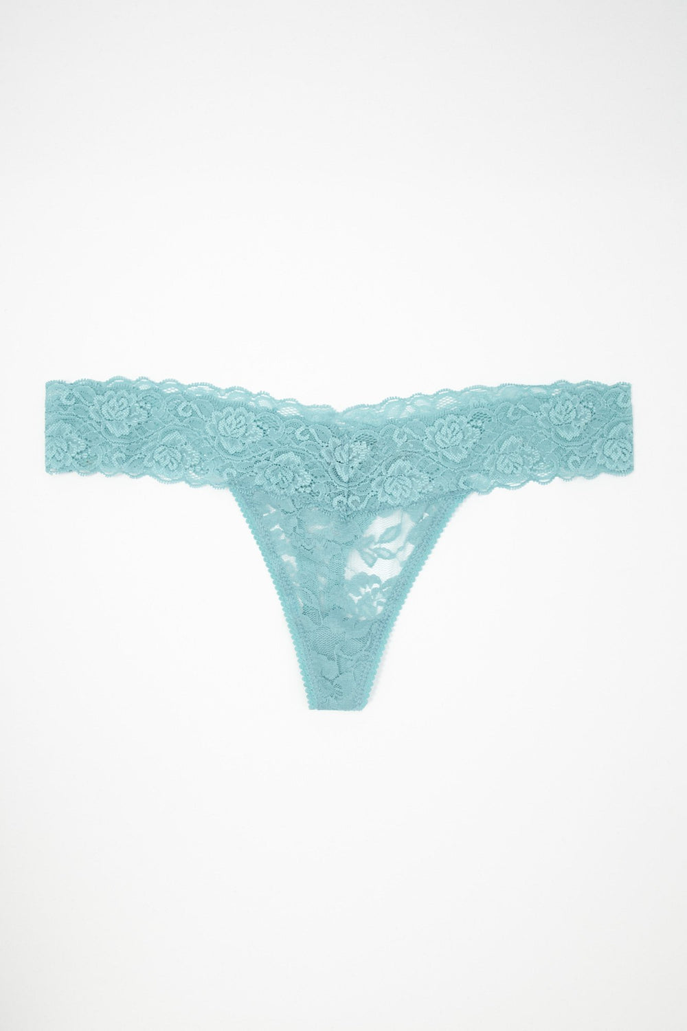 Women Tanga en dentelle fleurie Bleu