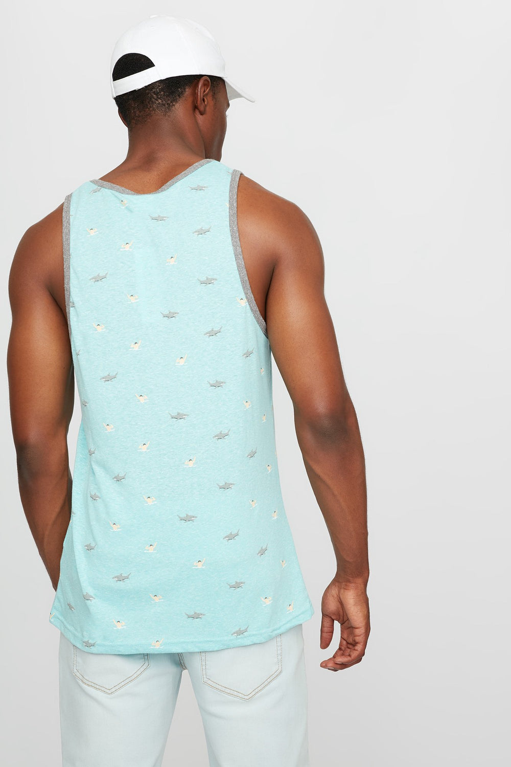 Men Débardeur à liséré contrastant et petits motifs Bleu