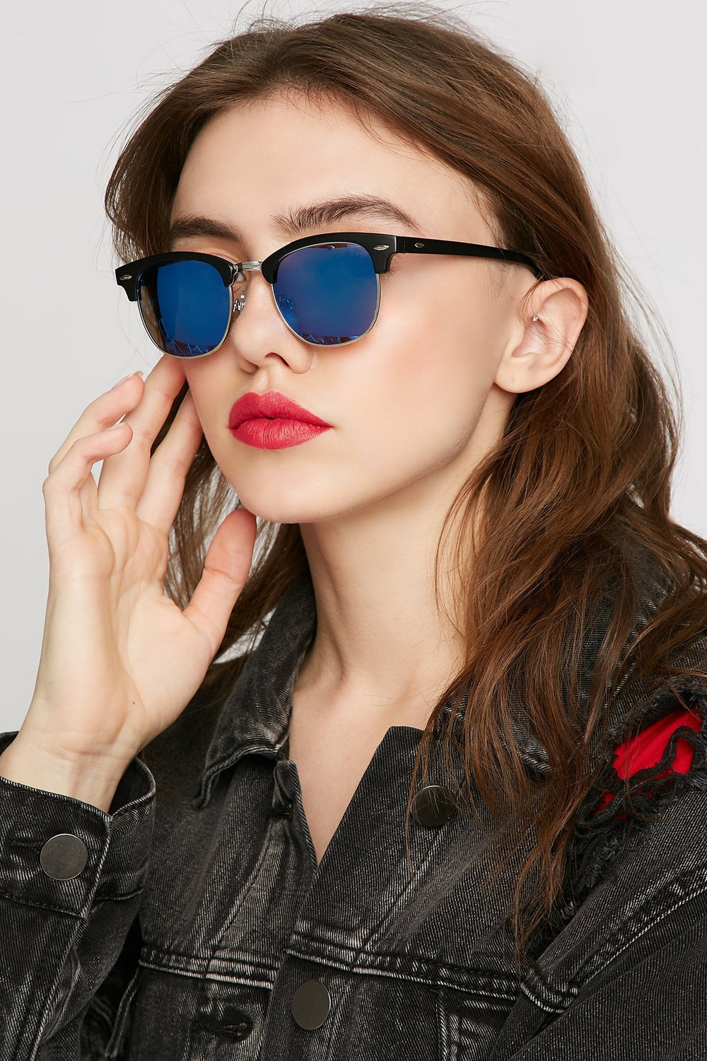 Women Lunettes de soleil Clubmaster classiques Bleu