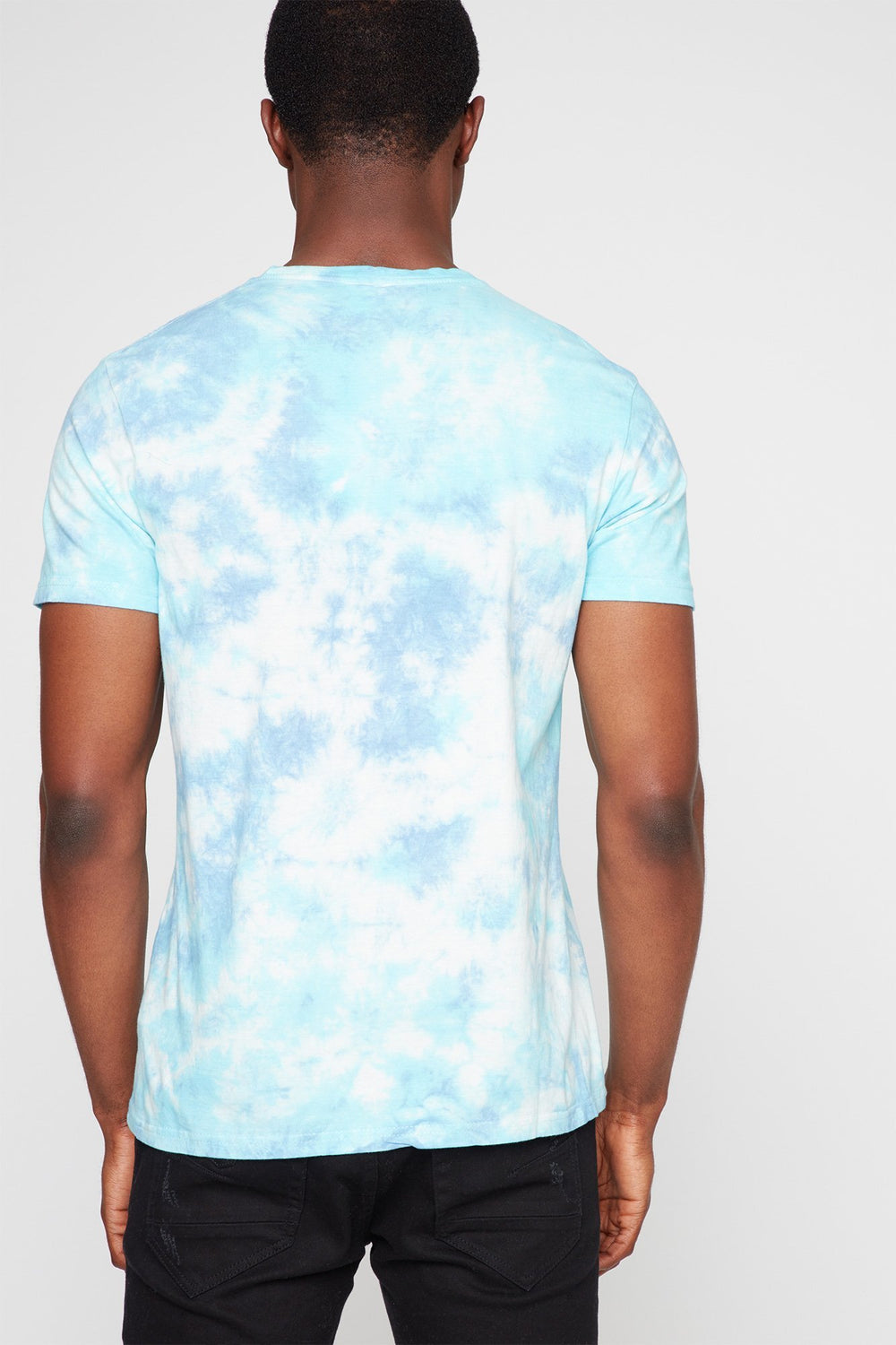 Men T-shirt teint par espacements bleu Bleu