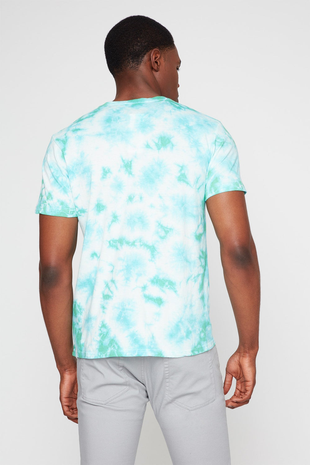 Men T-shirt teint par espacements Bleu
