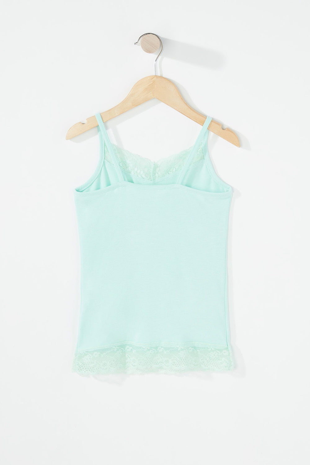 Kids Camisole côtelée ornée de dentelle pour fille Bleu