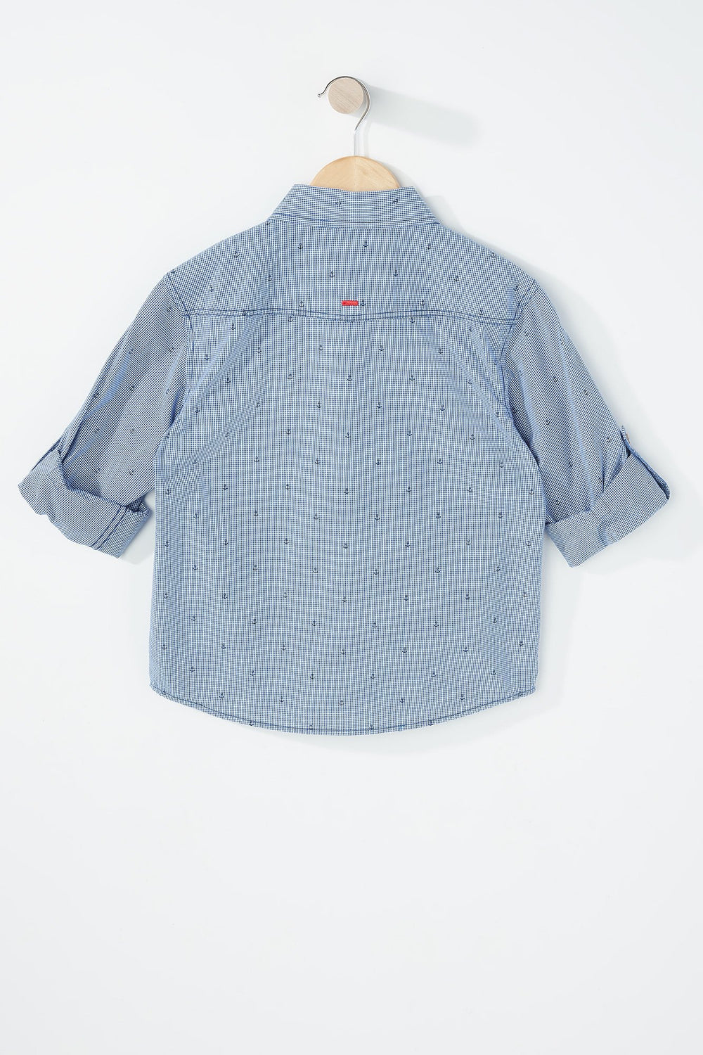 Kids Chemise boutonnée à motif d'ancres avec revers roulés pour garçon Bleu