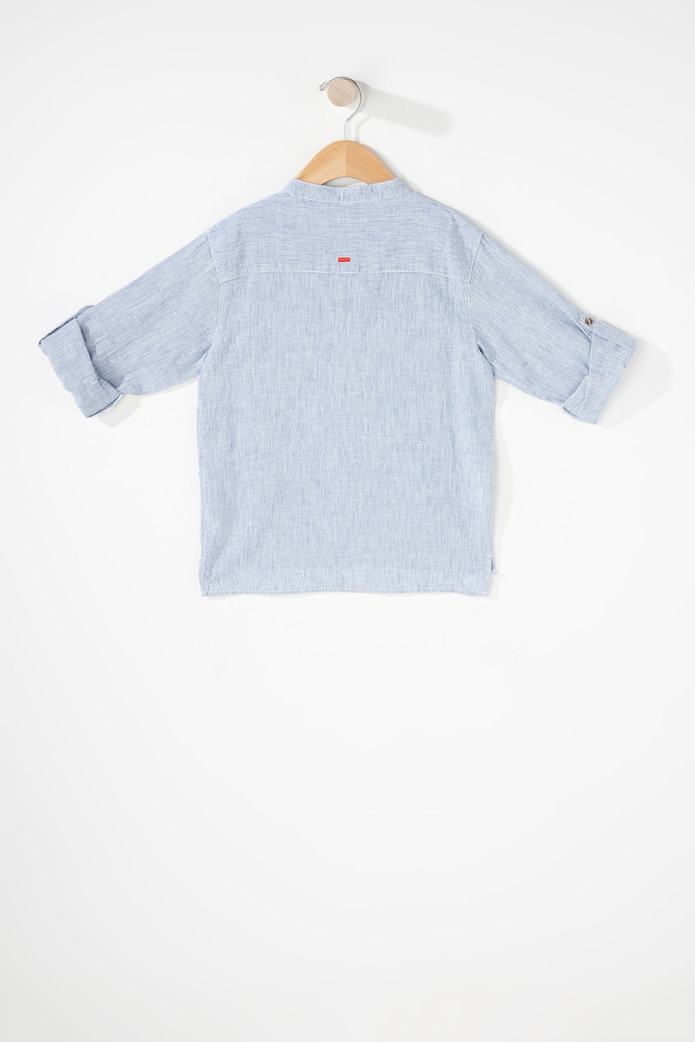 Kids Chemise henley boutonnée rayée en lin pour garçon Bleu