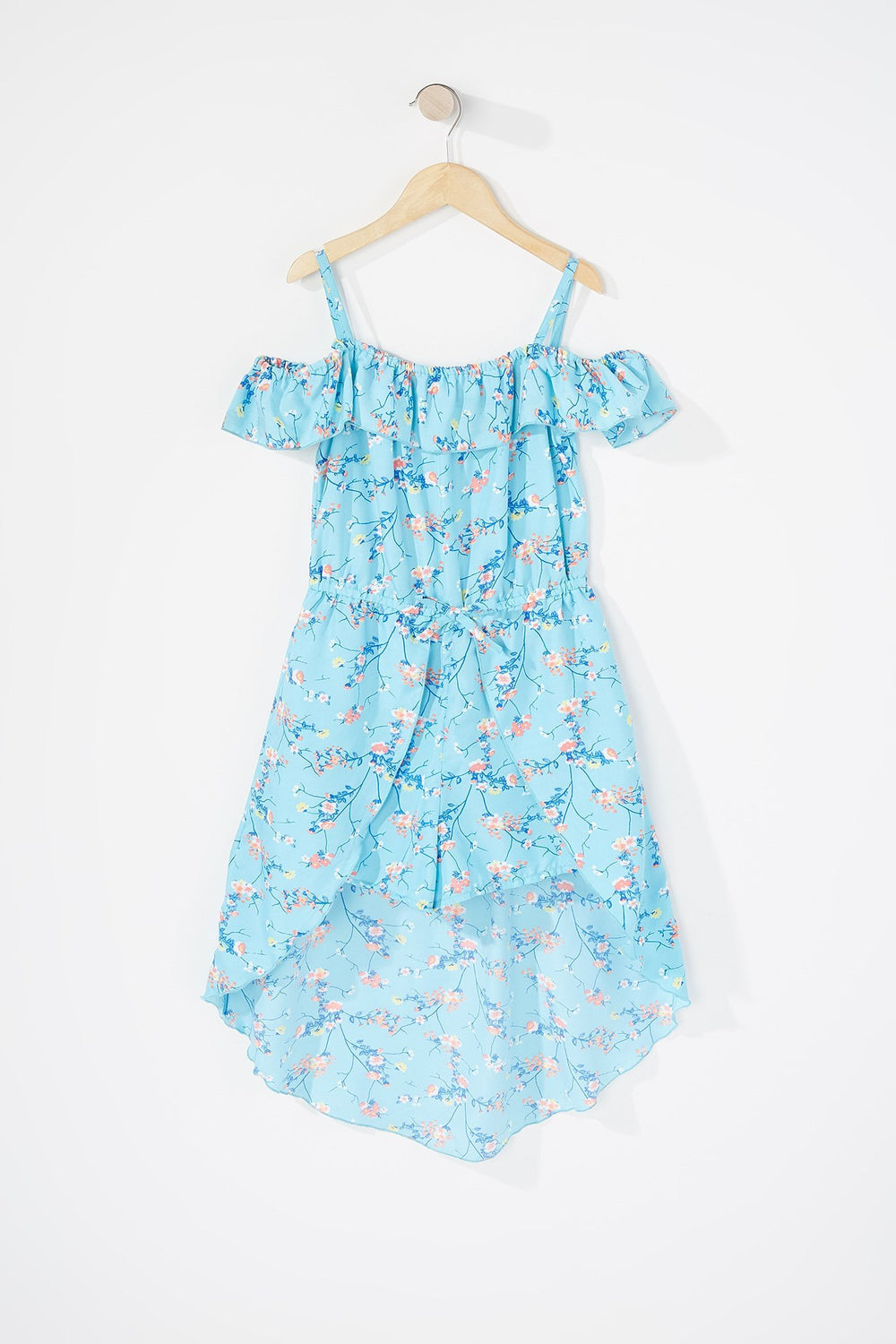 Kids Combi-short fleuri à épaules dénudées pour fille Bleu