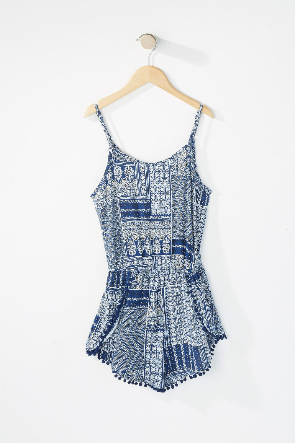 Kids Combi-short imprimé avec pompons et pampilles pour fille Bleu