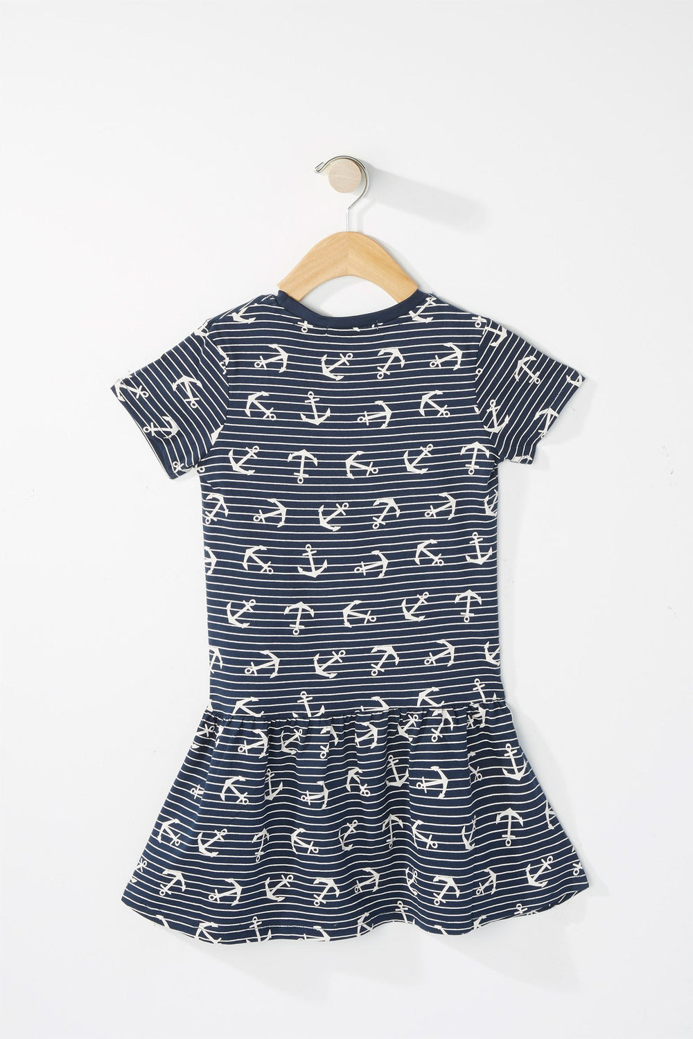 Kids Robe à basque en chambray à motif de feuilles avec poche pour fille Bleu
