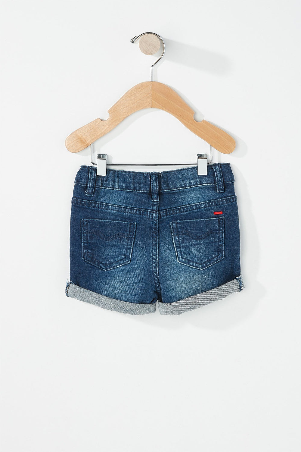 Kids Short en denim d'aspect usé à revers roulés pour bébé garçon Bleu